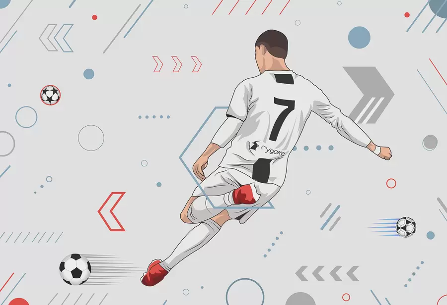 zidne murale Tapeta s atributima nogometaša i nogometa w00688