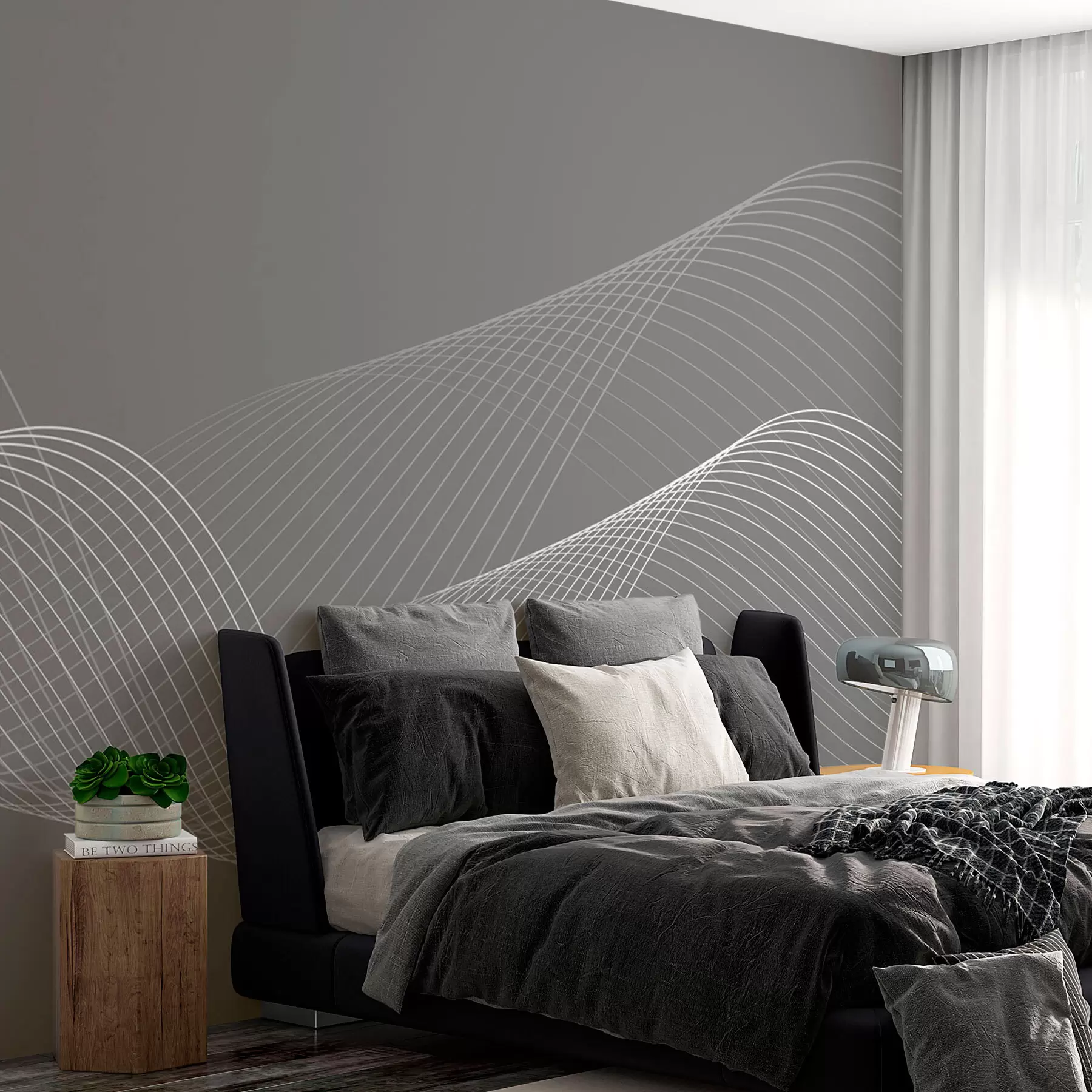 zidne murale 3D geometrijske linije modernog trend stila na sivoj pozadini w00893v2