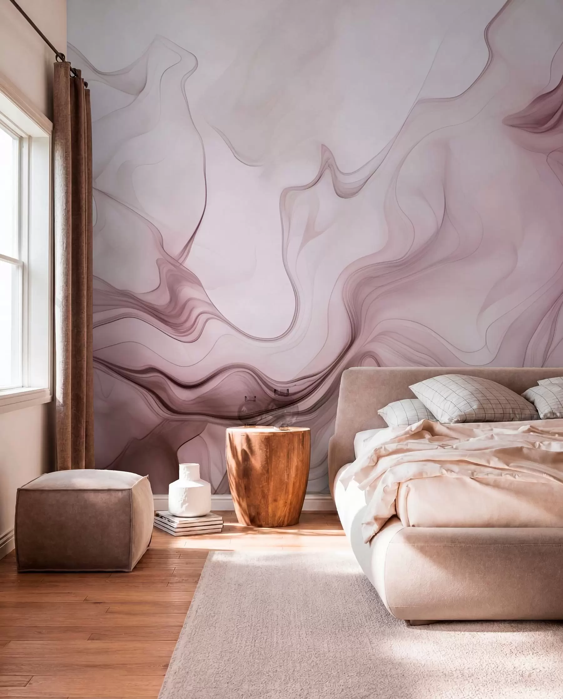 zidne murale Pastelni apstraktni valovi na svijetloj pozadini w01185v2