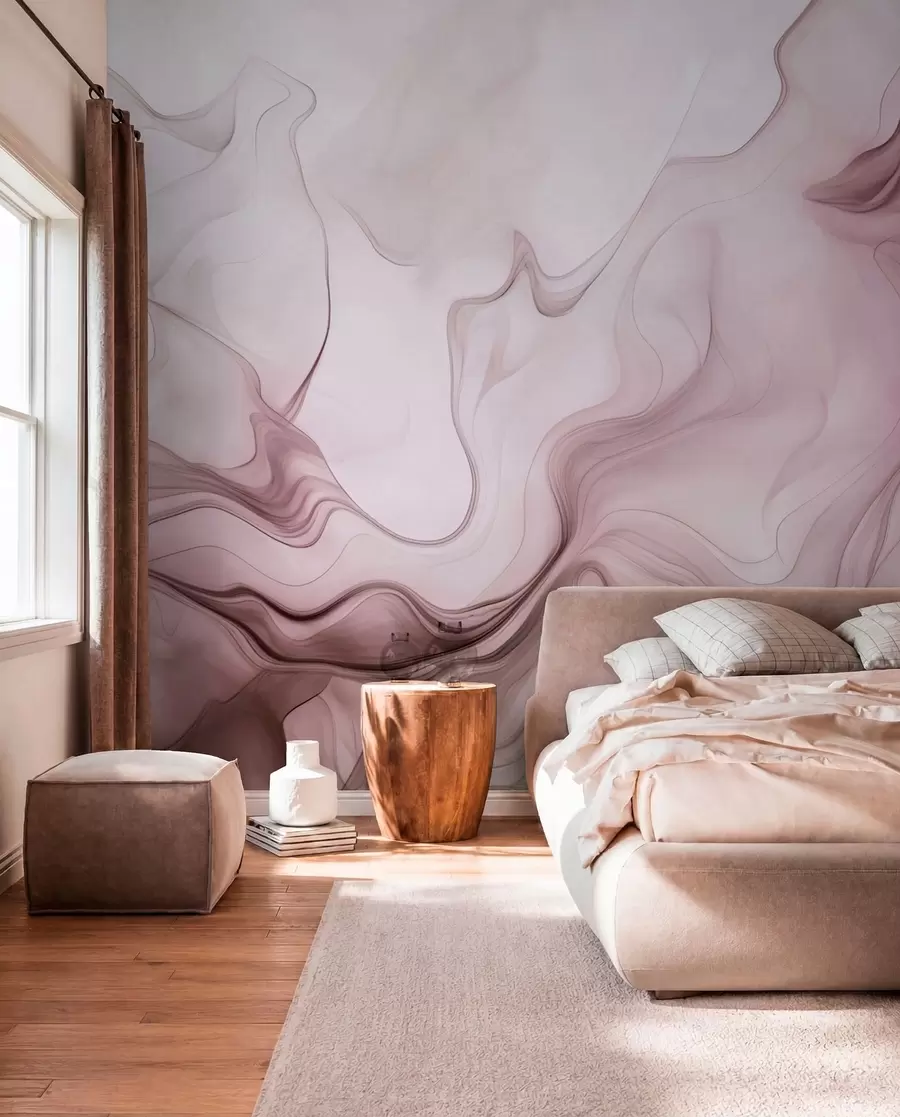 zidne murale Pastelni apstraktni valovi na svijetloj pozadini w01185v2