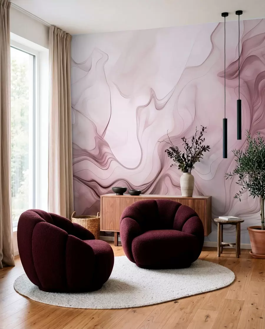 zidne murale Pastelni apstraktni valovi na svijetloj pozadini w01185v2