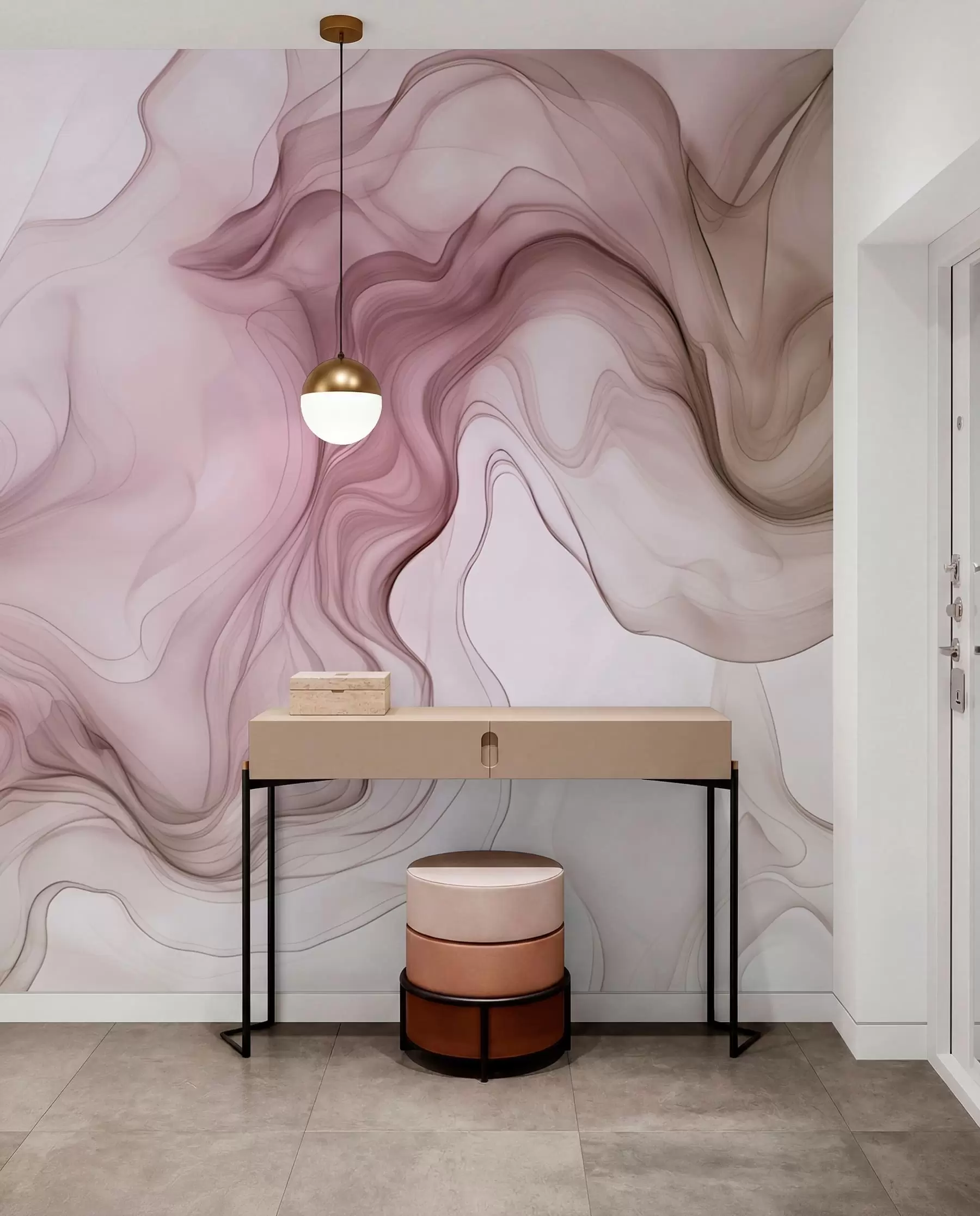 zidne murale Pastelni apstraktni valovi na svijetloj pozadini w01185v2