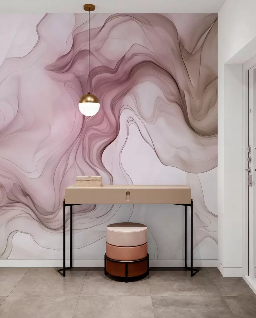 zidne murale Pastelni apstraktni valovi na svijetloj pozadini w01185v2