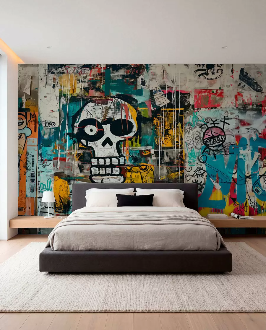 zidne murale Šareni grafiti u basquiat stilu w01187