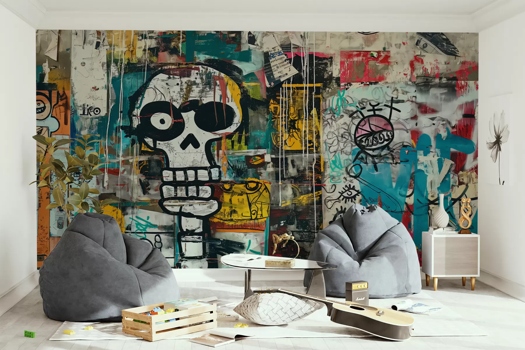 zidne murale Šareni grafiti u basquiat stilu w01187