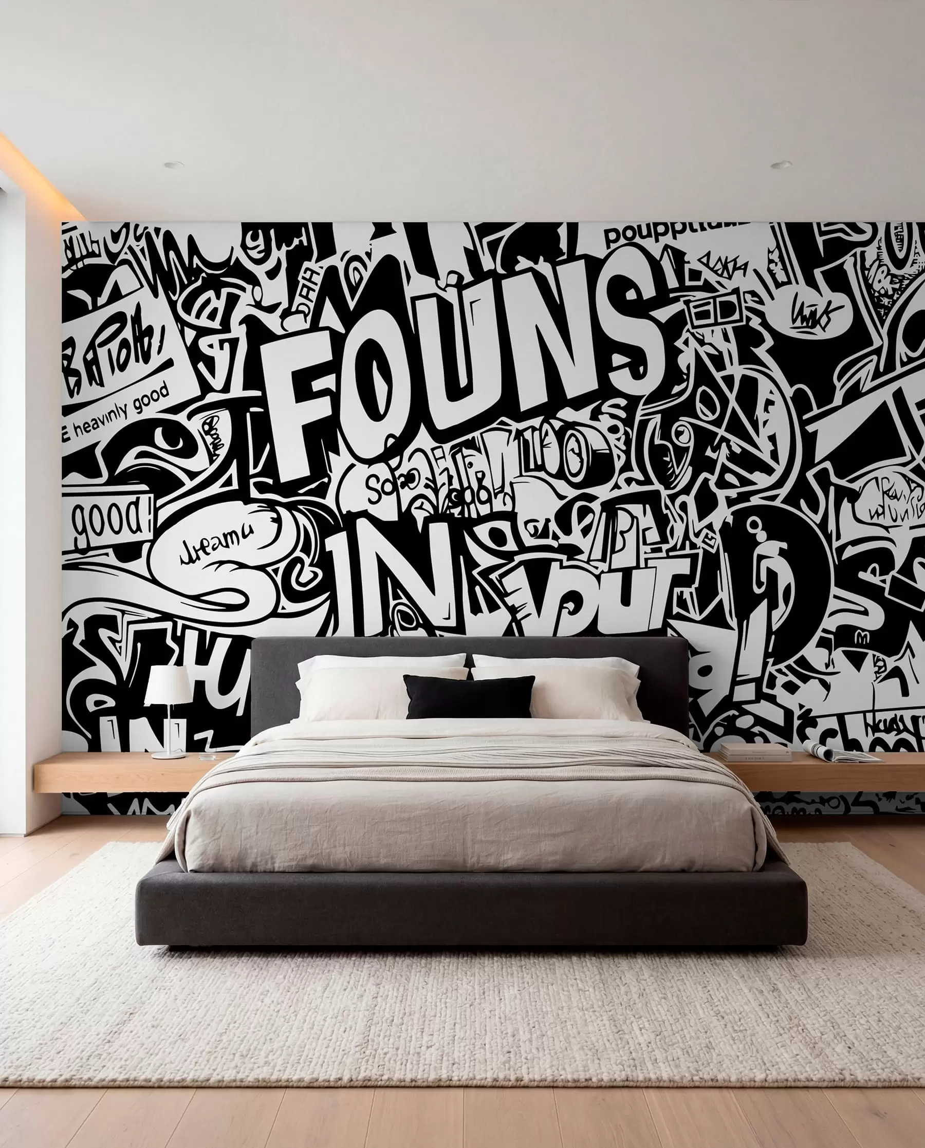 zidne murale Crno-bijeli grafiti w01190