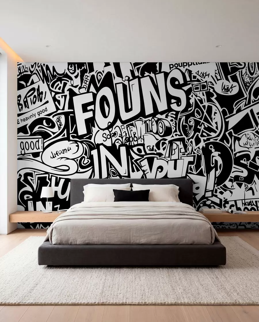 zidne murale Crno-bijeli grafiti w01190