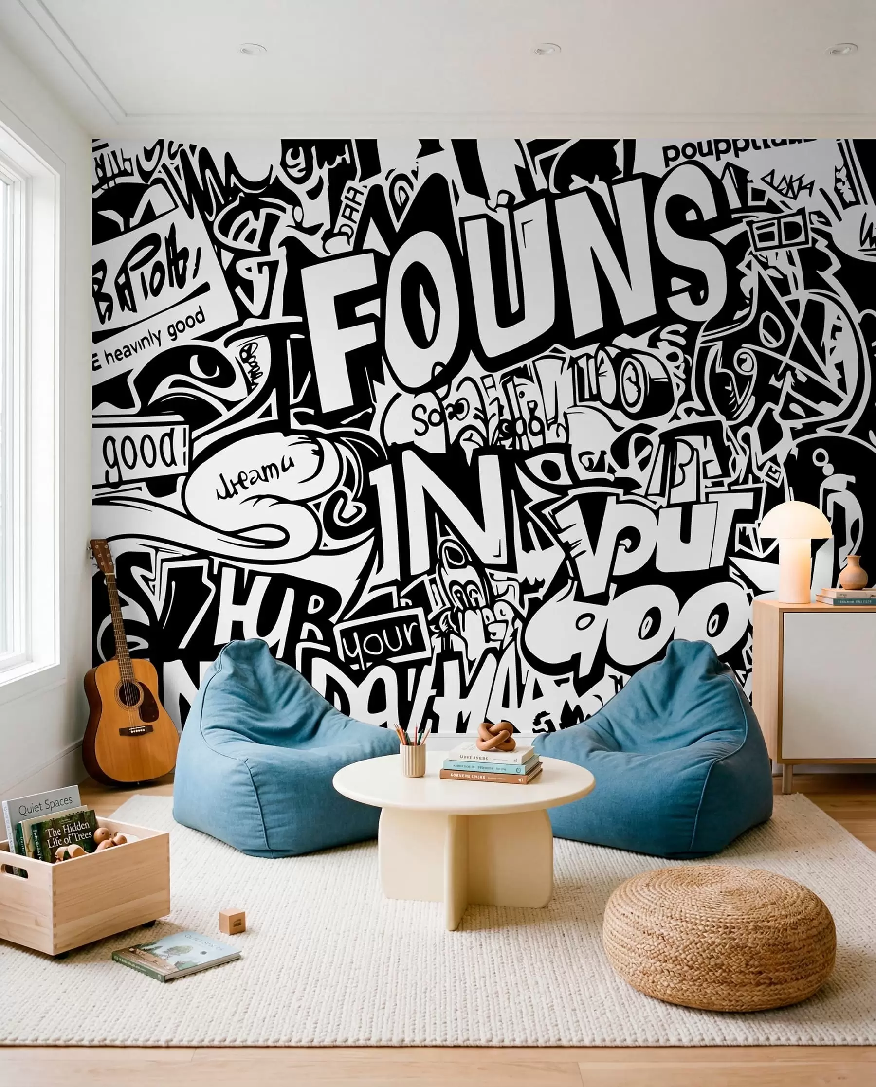 zidne murale Crno-bijeli grafiti w01190