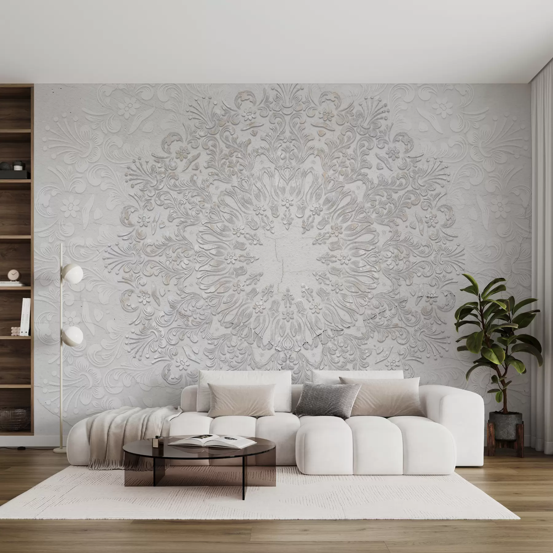 zidne murale Vrlo detaljan otisak mandale stvara prekrasan i nježan dizajn čipke w01249