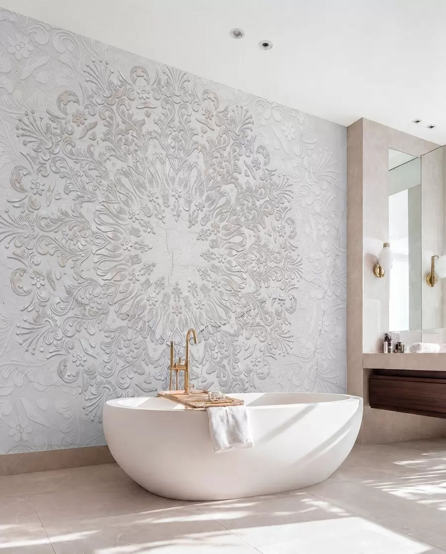 zidne murale Vrlo detaljan otisak mandale stvara prekrasan i nježan dizajn čipke w01249