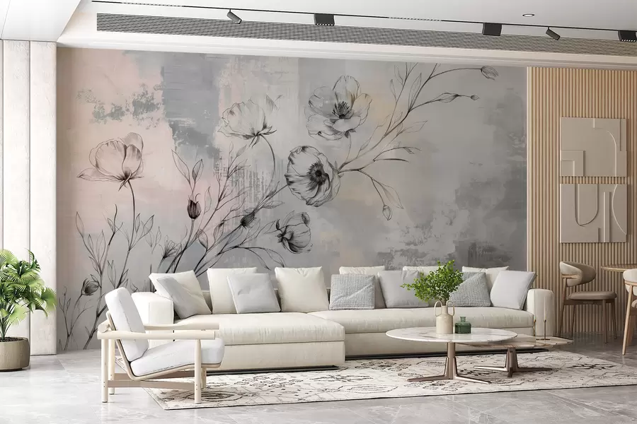 zidne murale Grana s cvijećem w07937