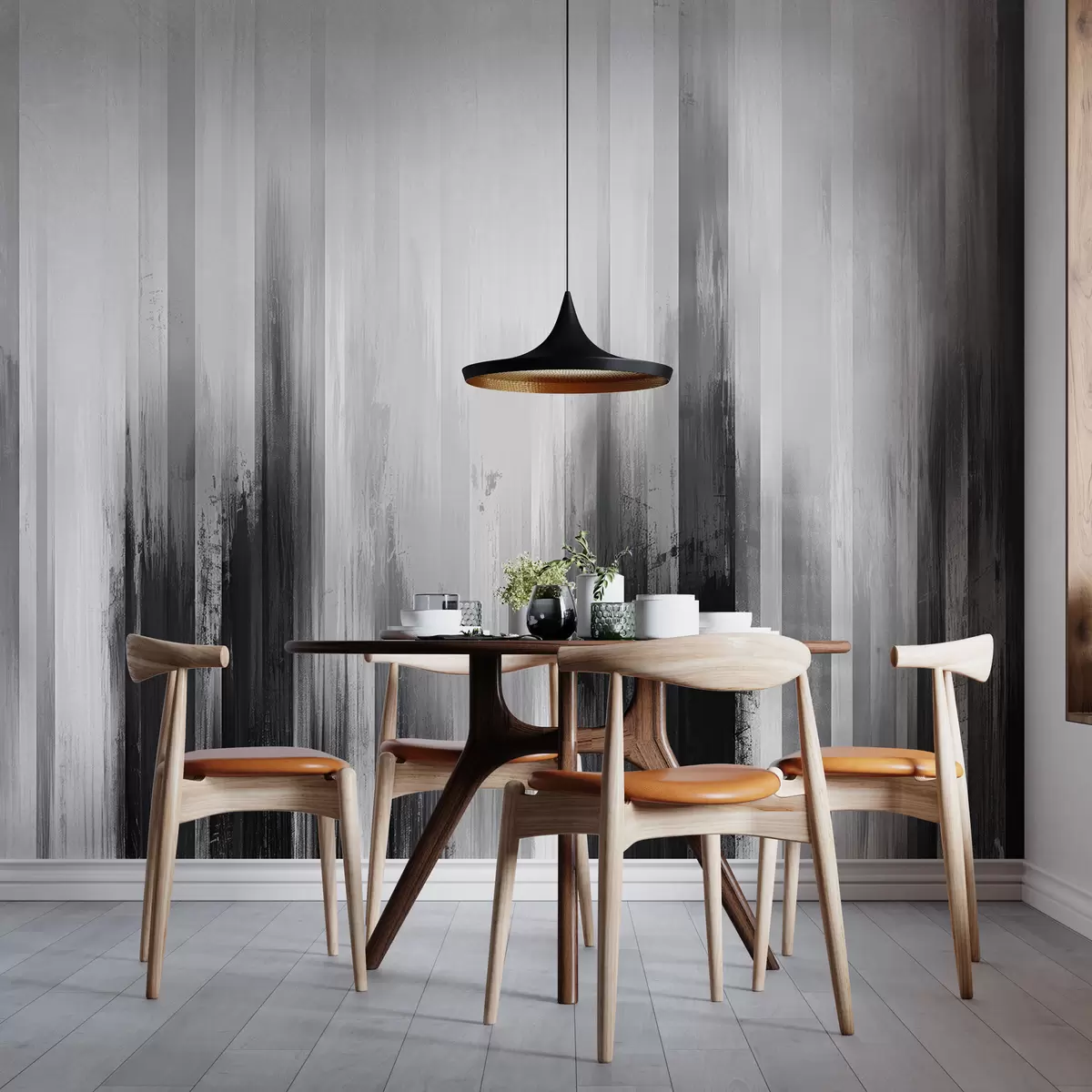 zidne murale apstraktna pozadina s okomitim prugama u crnoj i bijeloj boji w07945v3