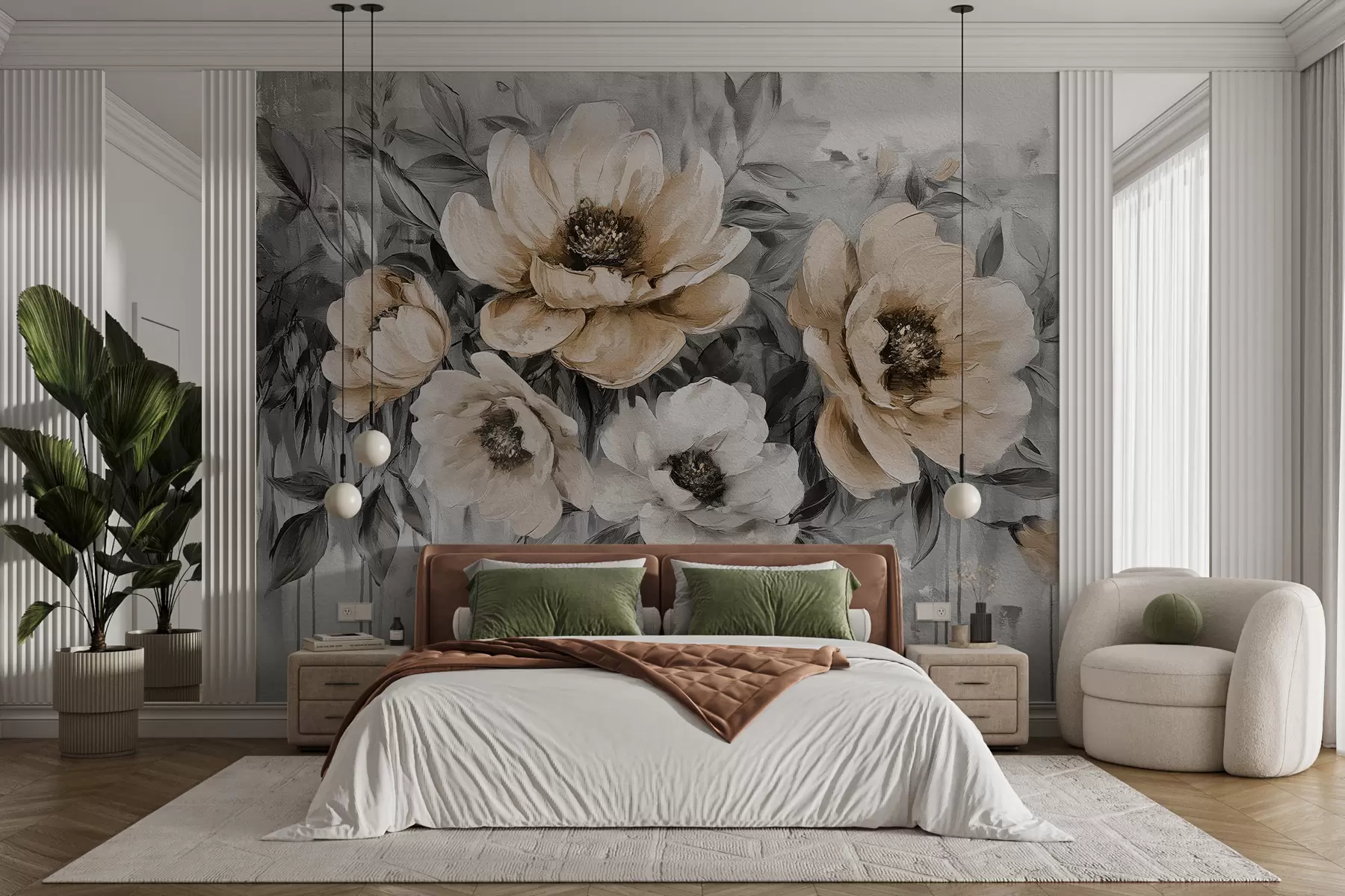 zidne murale apstraktni cvjetni božuri akvarel u pastelnim tonovima w07948v2