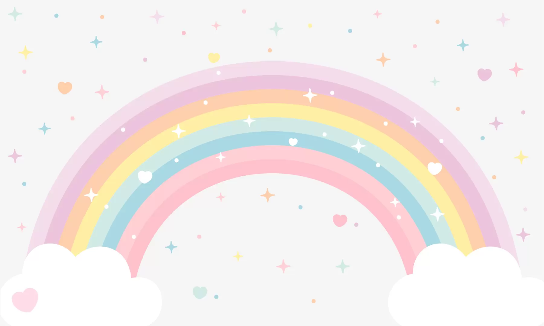 zidne murale Šarena duga sa zvjezdicama i srcima u skandinavskom stilu w08109