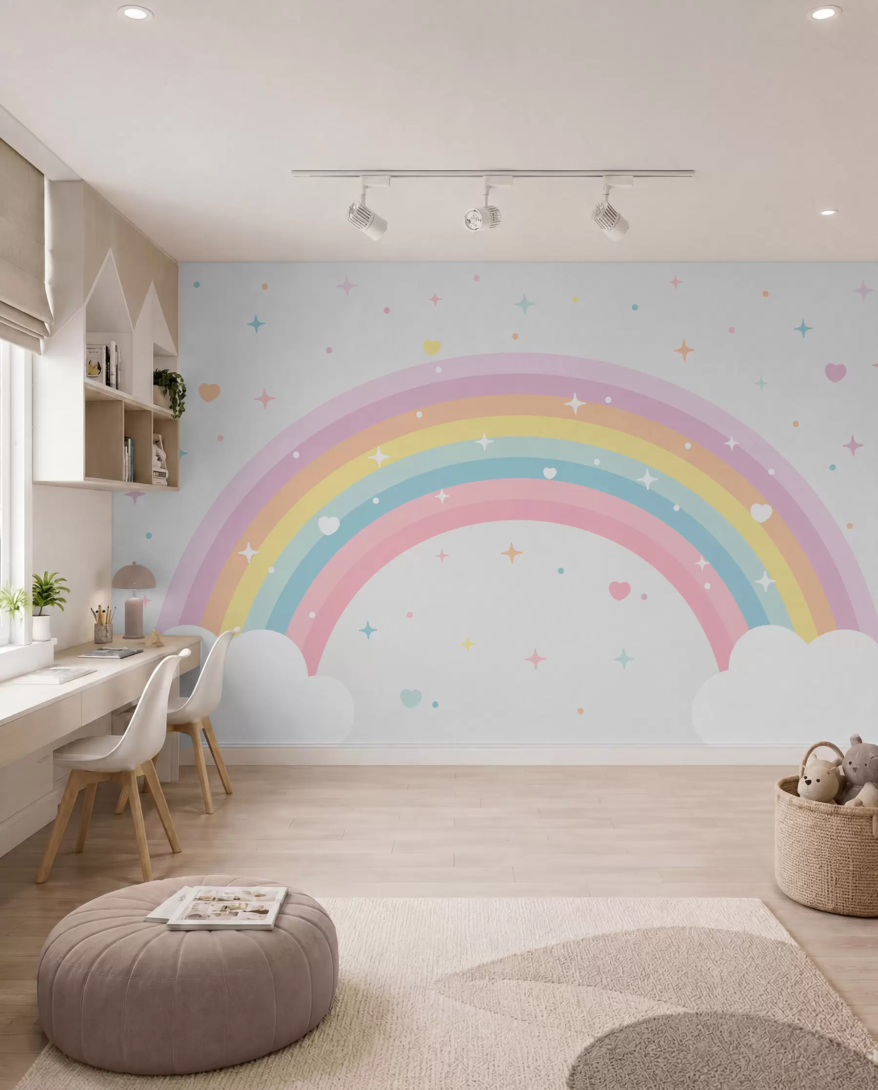 zidne murale Duga, srca i zvijezde w08109