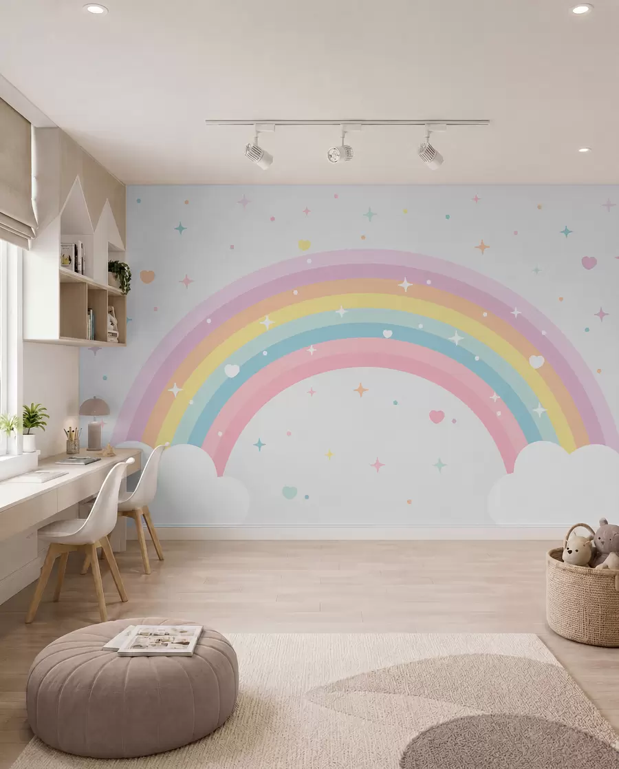 zidne murale Duga, srca i zvijezde w08109
