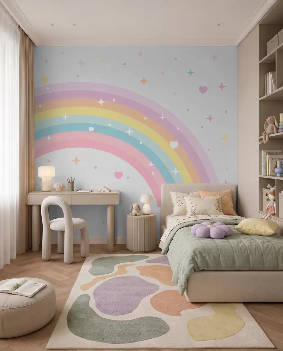 zidne murale Duga, srca i zvijezde w08109