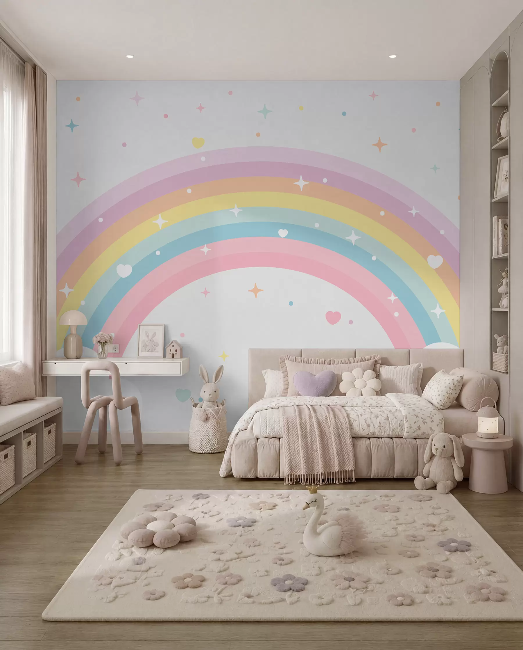 zidne murale Duga, srca i zvijezde w08109