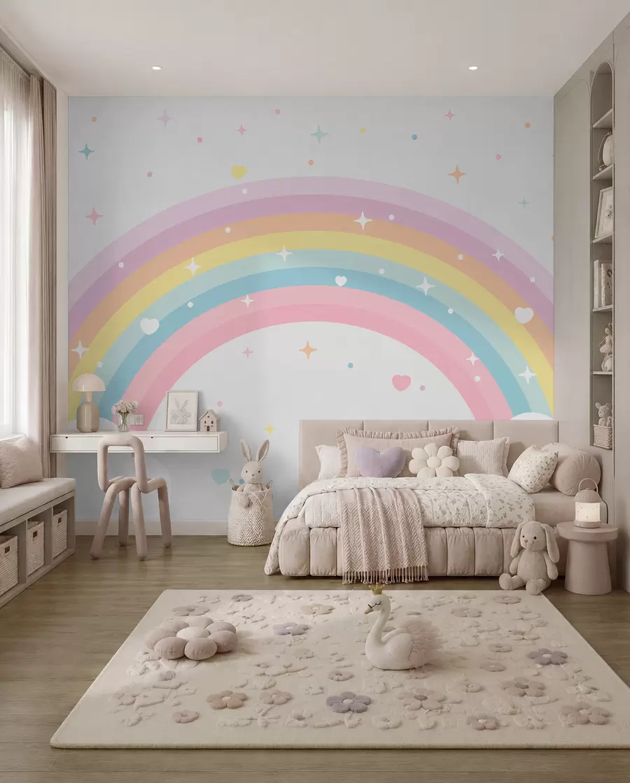 zidne murale Duga, srca i zvijezde w08109