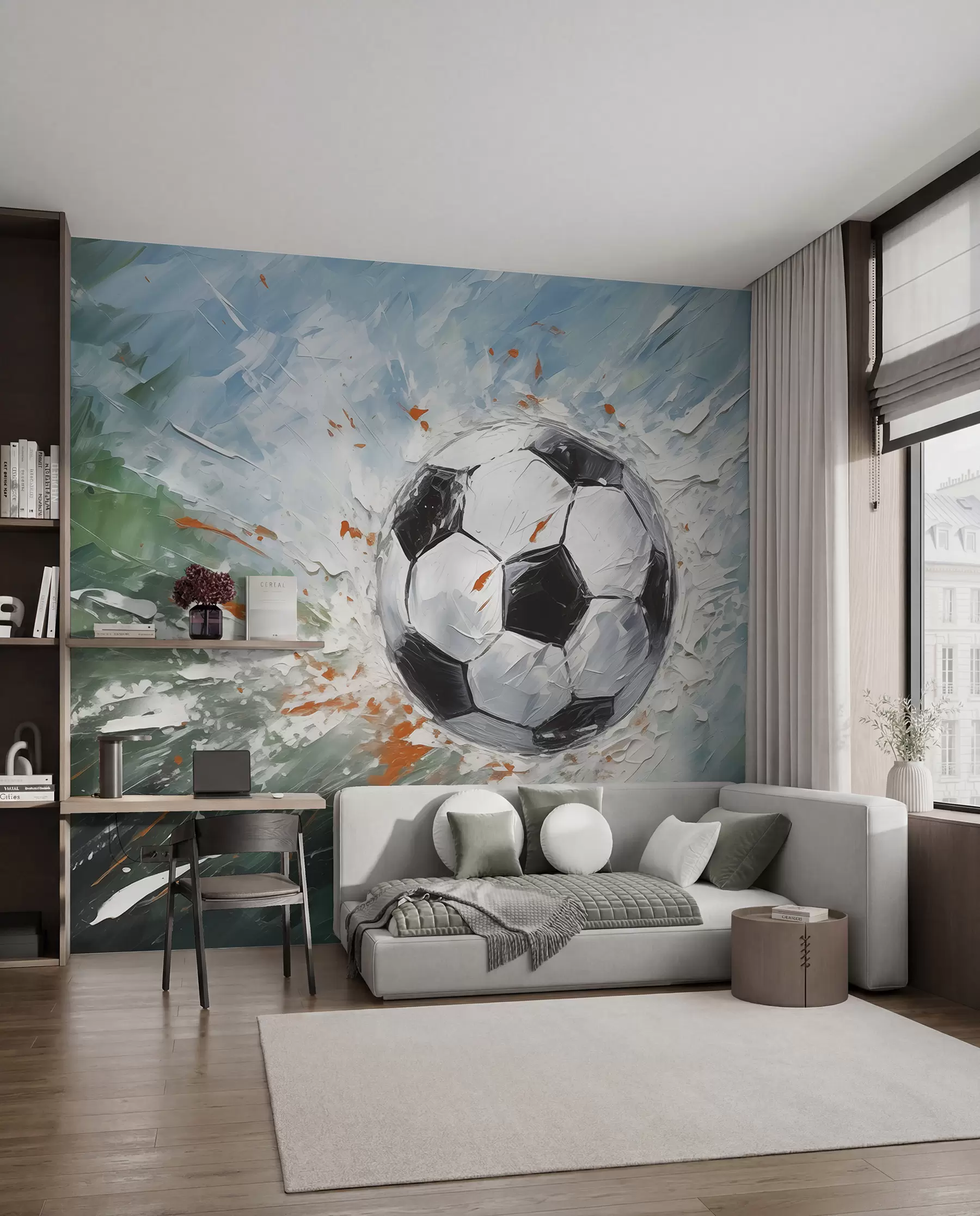 zidne murale Nogometna lopta koja leti uljana slika apstraktne umjetnosti w08117