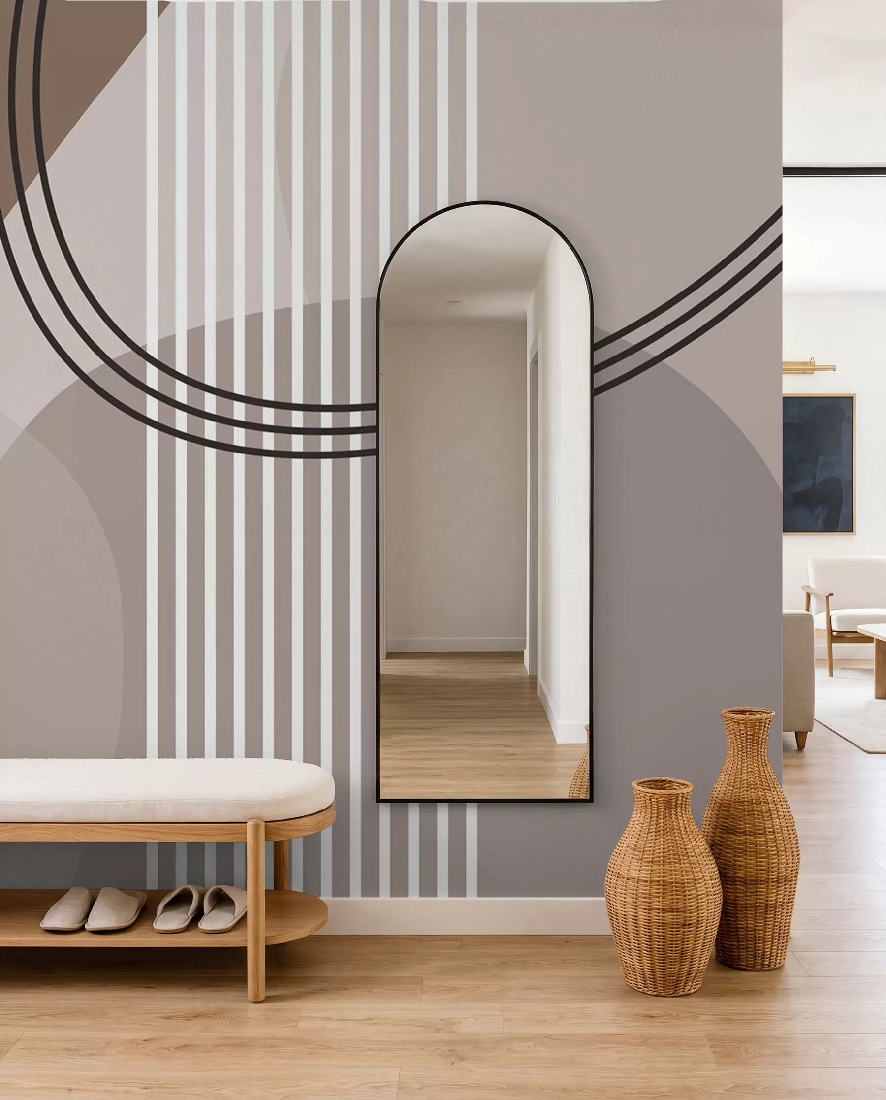 zidne murale Geometrijska apstrakcija linija i krug minimalizam moderan stil  w08173