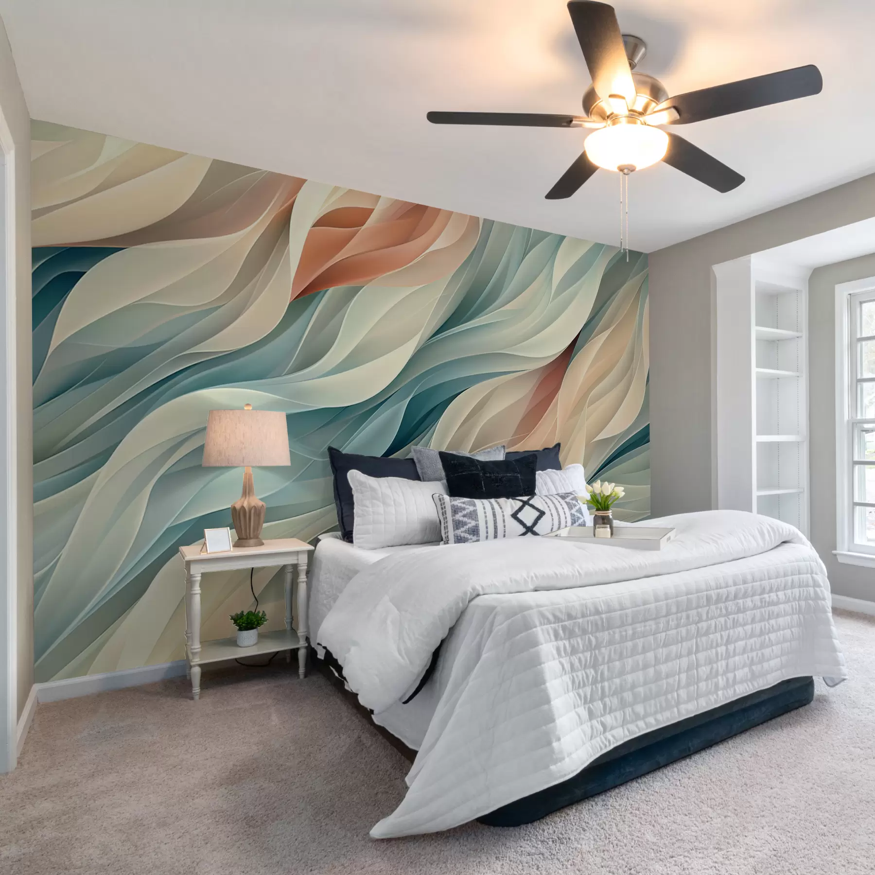 zidne murale Očaravajući apstraktni dizajn s mekim pastelnim valovima w01335