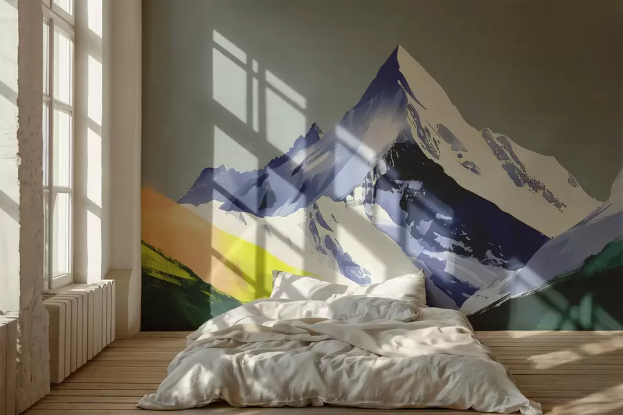 zidne murale Planinski krajolik s potezima kista w01394