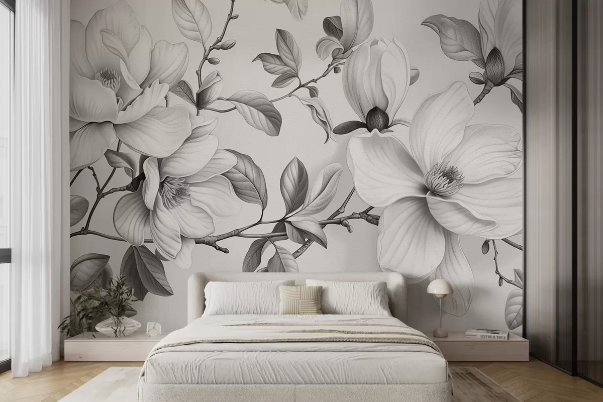 zidne murale Jednobojna elegancija magnolije w01429