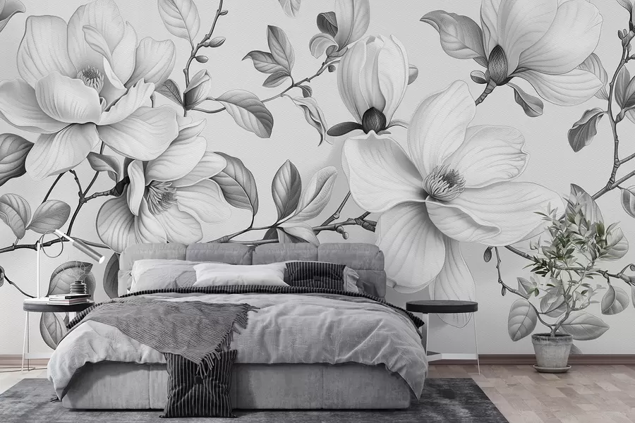 zidne murale Jednobojna elegancija magnolije w01429