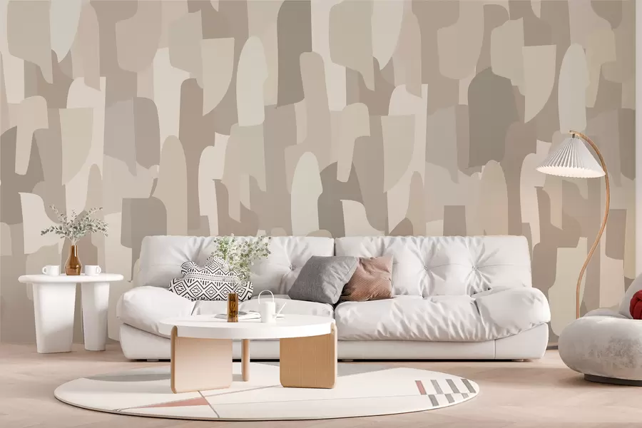 zidne murale apstraktne moderne umjetničke tapete u bež nijansama imitacija obojenih komada, za moderan dizajn interijera w00987