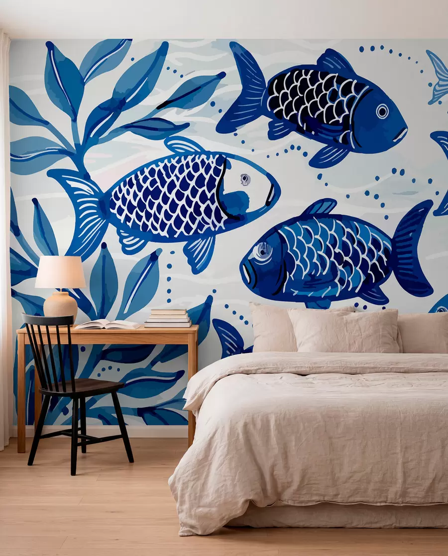 zidne murale Plava riba w01062