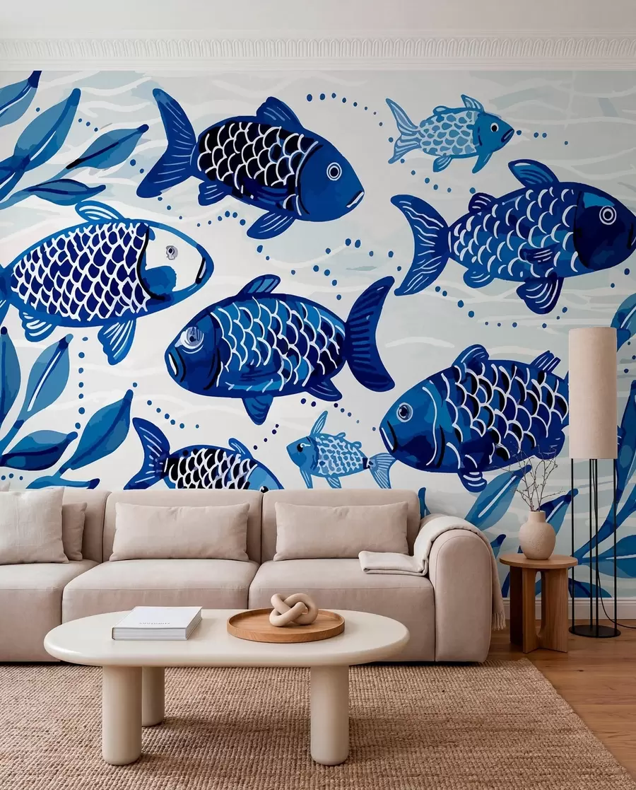 zidne murale Plava riba w01062