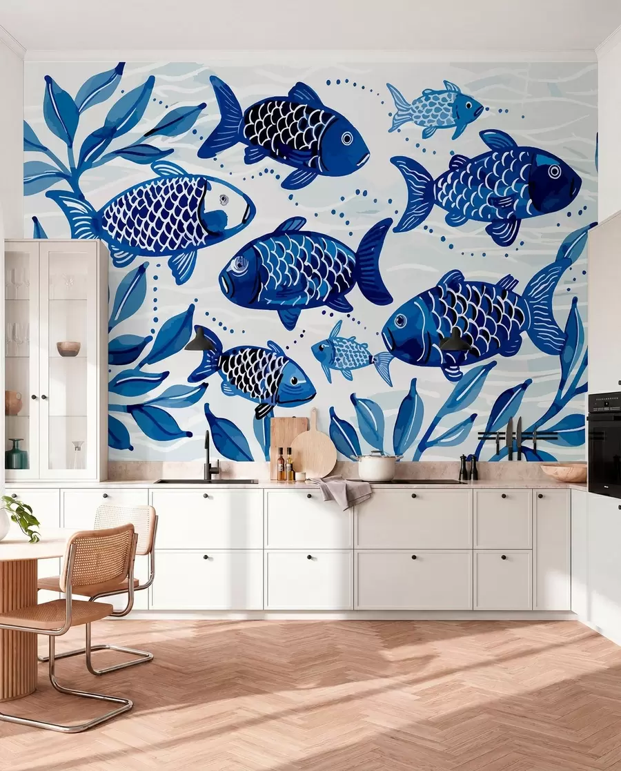 zidne murale Plava riba w01062
