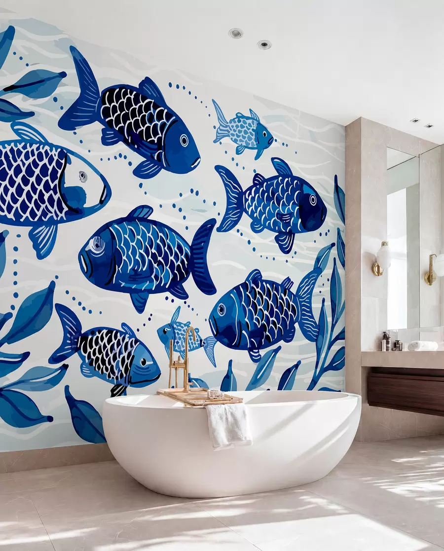 zidne murale Plava riba w01062
