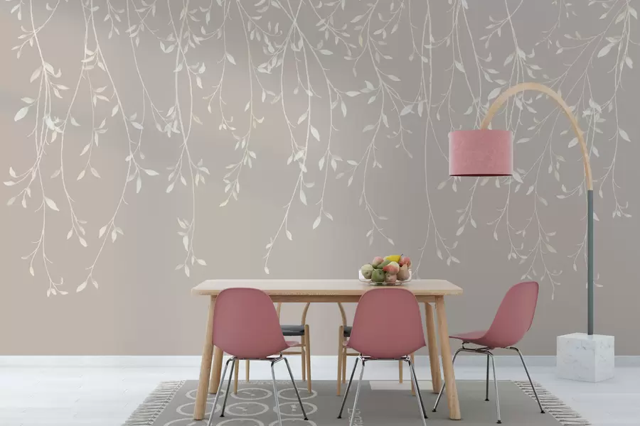 zidne murale Viseće grane na pastelnoj pozadini w01522