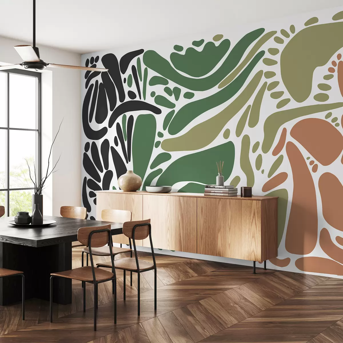 zidne murale Apstraktni geometrijski uzorak, plemenski stil, prirodne boje w01623v7