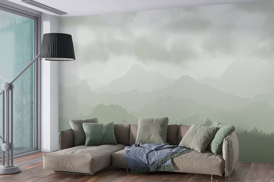 zidne murale Maglovite planine s kumulusima zeonaceous oblacima na nebu w01637v3