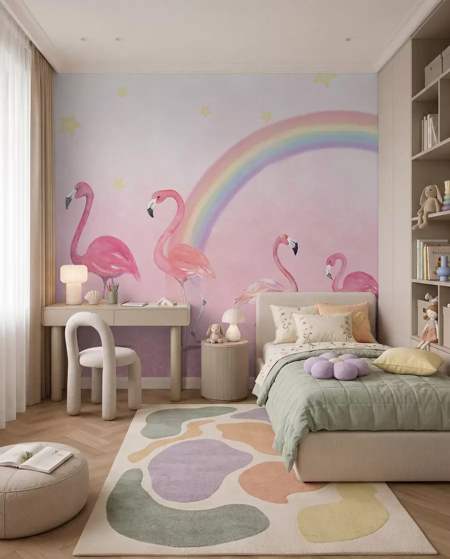 zidne murale Ptica, duga i veći flamingo u29070