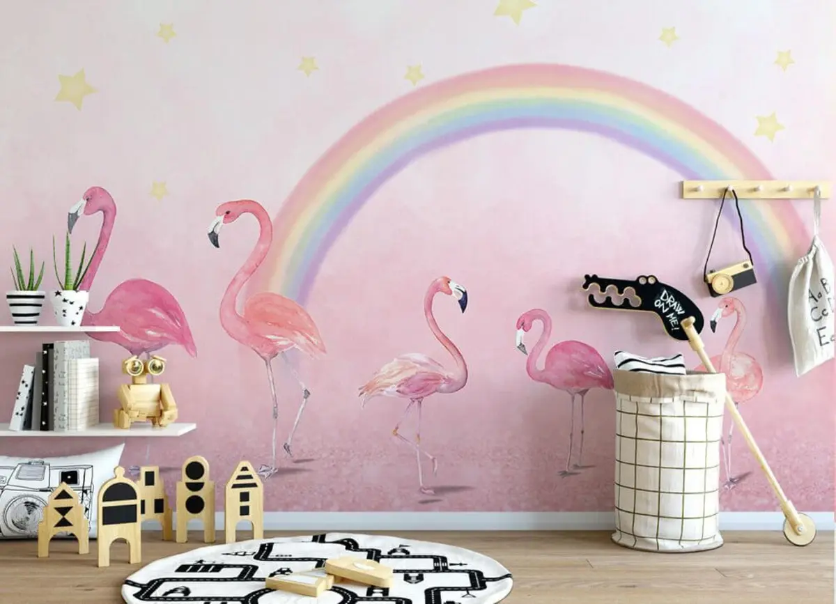 zidne murale Ptica, duga i veći flamingo u29070