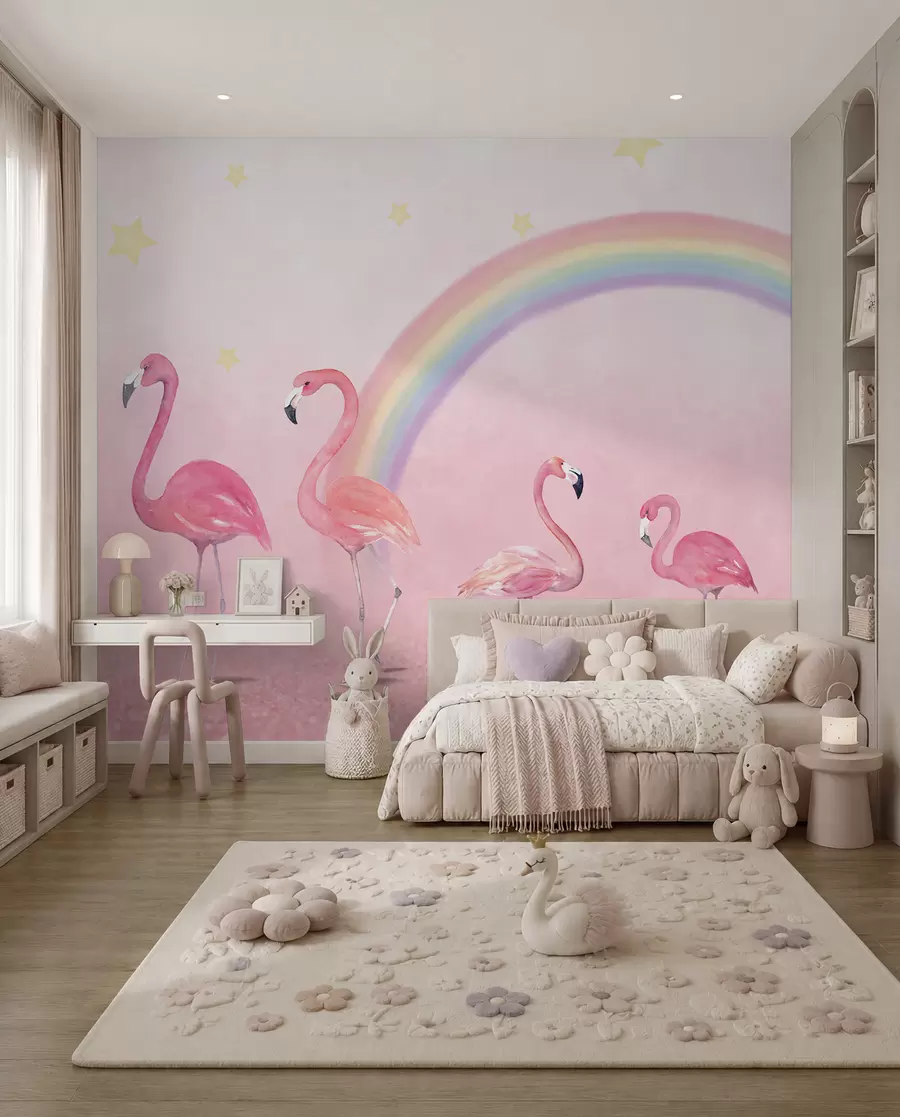 zidne murale Ptica, duga i veći flamingo u29070