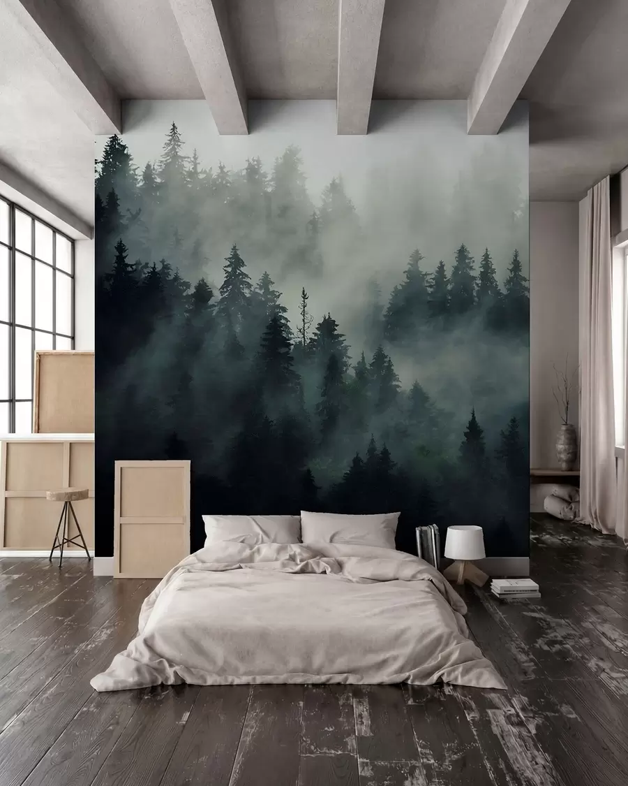 zidne murale Maglovito jutro, šuma u36439