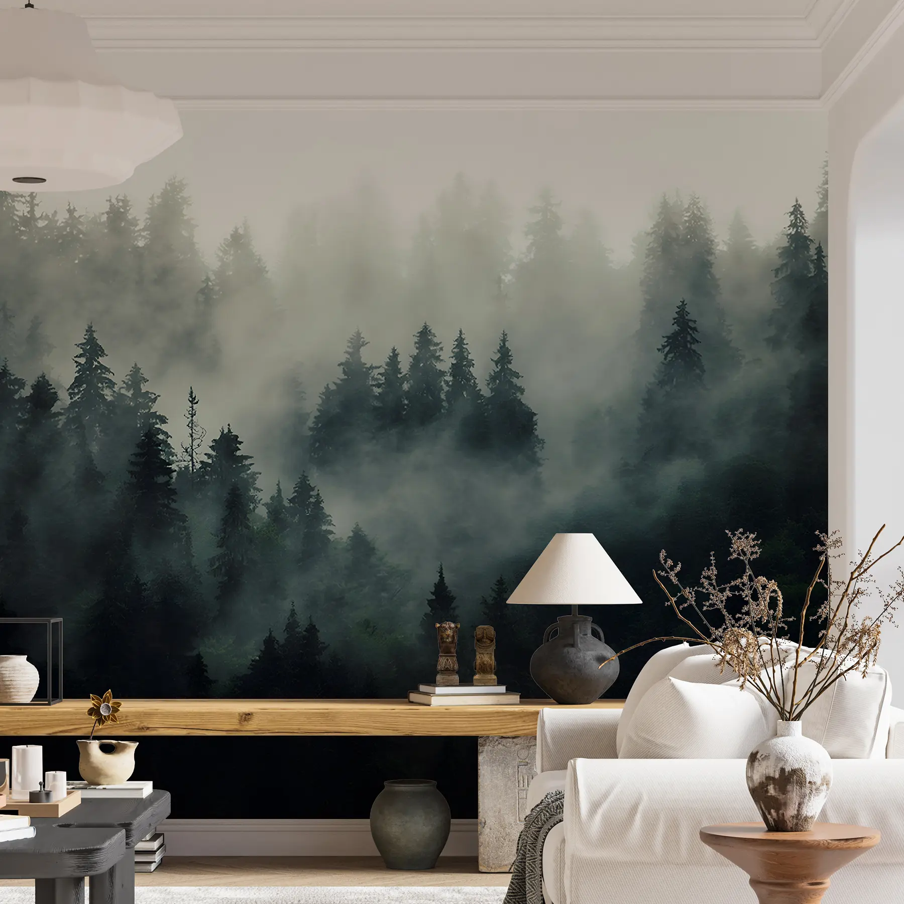 zidne murale Maglovito jutro, šuma u36439