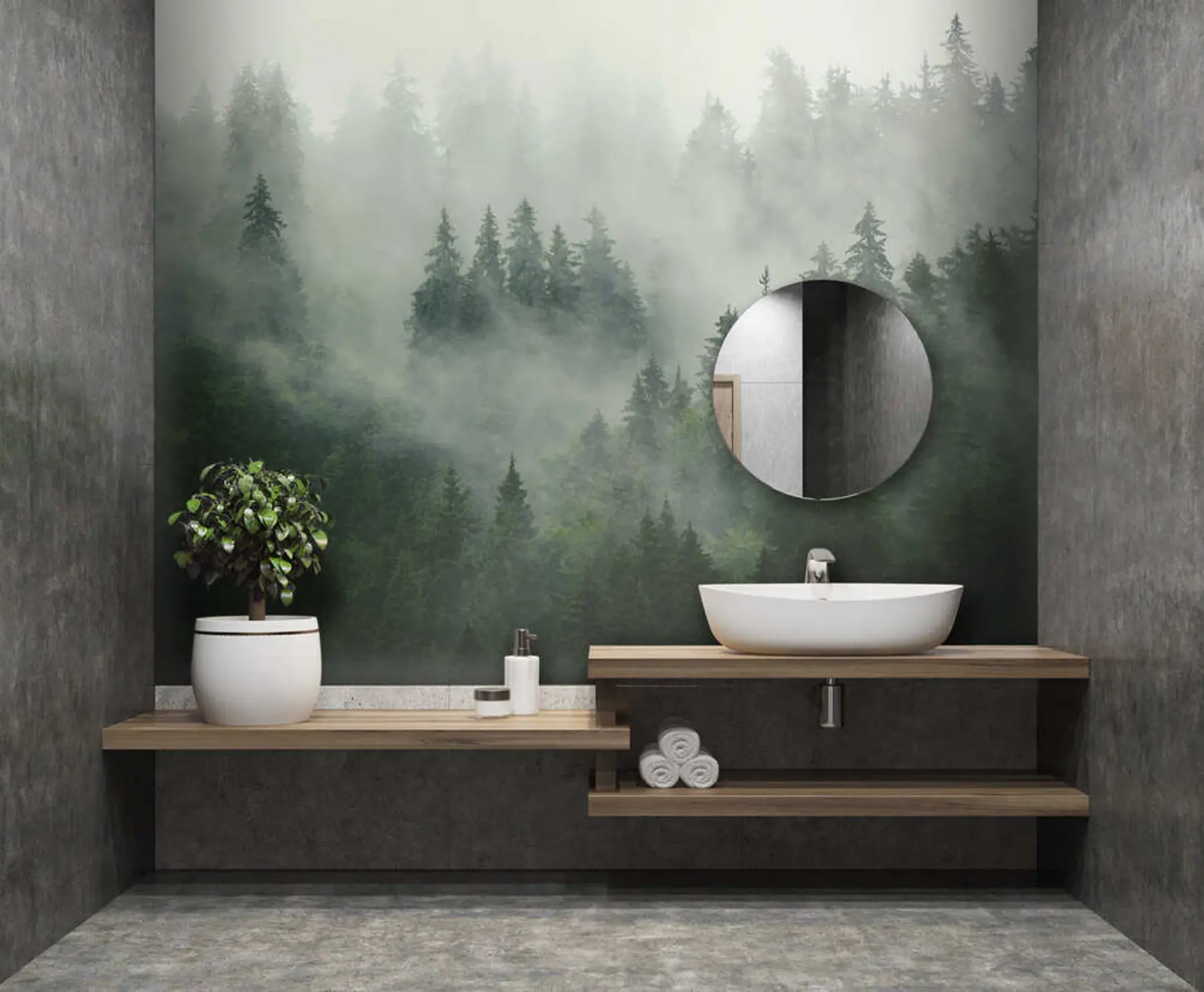 zidne murale Maglovito jutro, šuma u36439