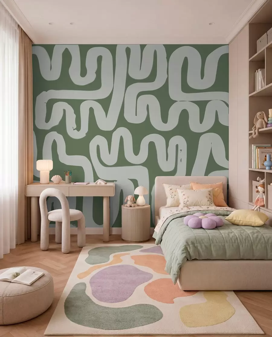 zidne murale Vijugave linije u mahovini w01686v3