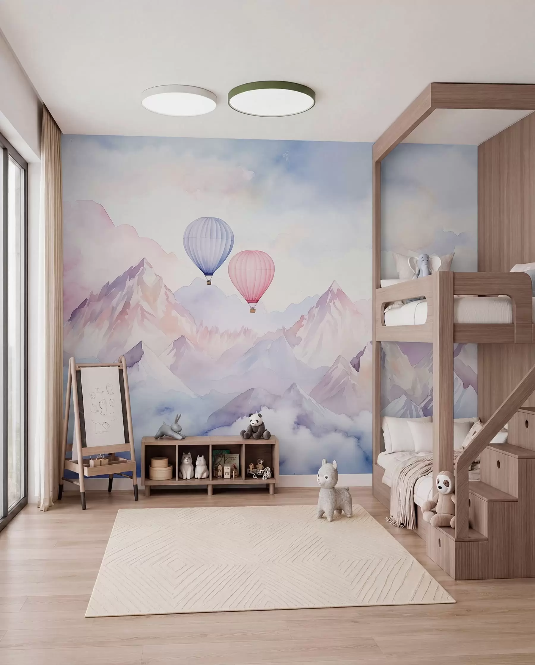 zidne murale Baloni nad ružičastim vrhovima w01786