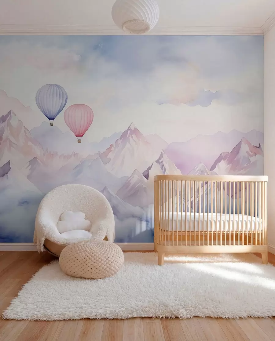 zidne murale Baloni nad ružičastim vrhovima w01786