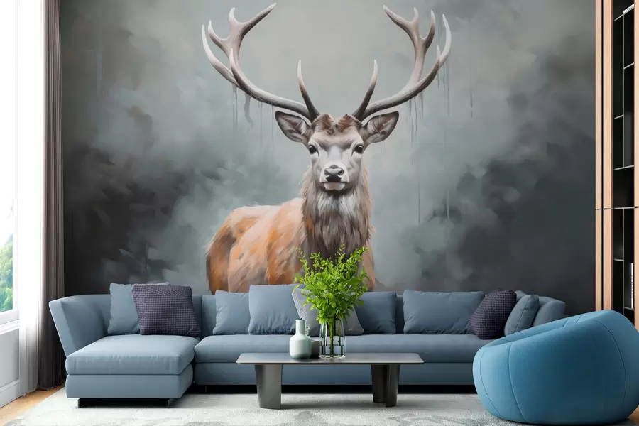 zidne murale Elegantan jelen u magli w01796