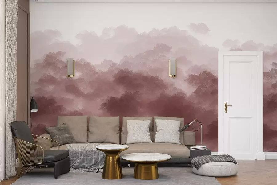 zidne murale Šuma u magli, prirodni pejzaži, bež boje w01880v2