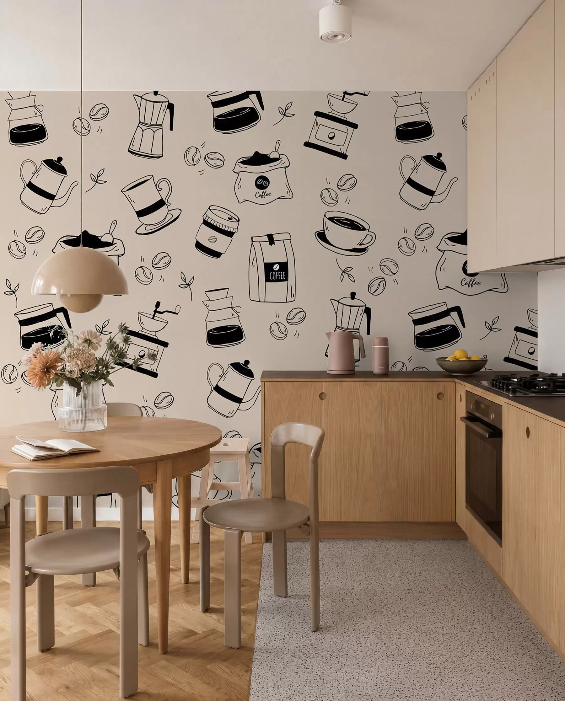 zidne murale Detalji kave na svijetloj pozadini w02002