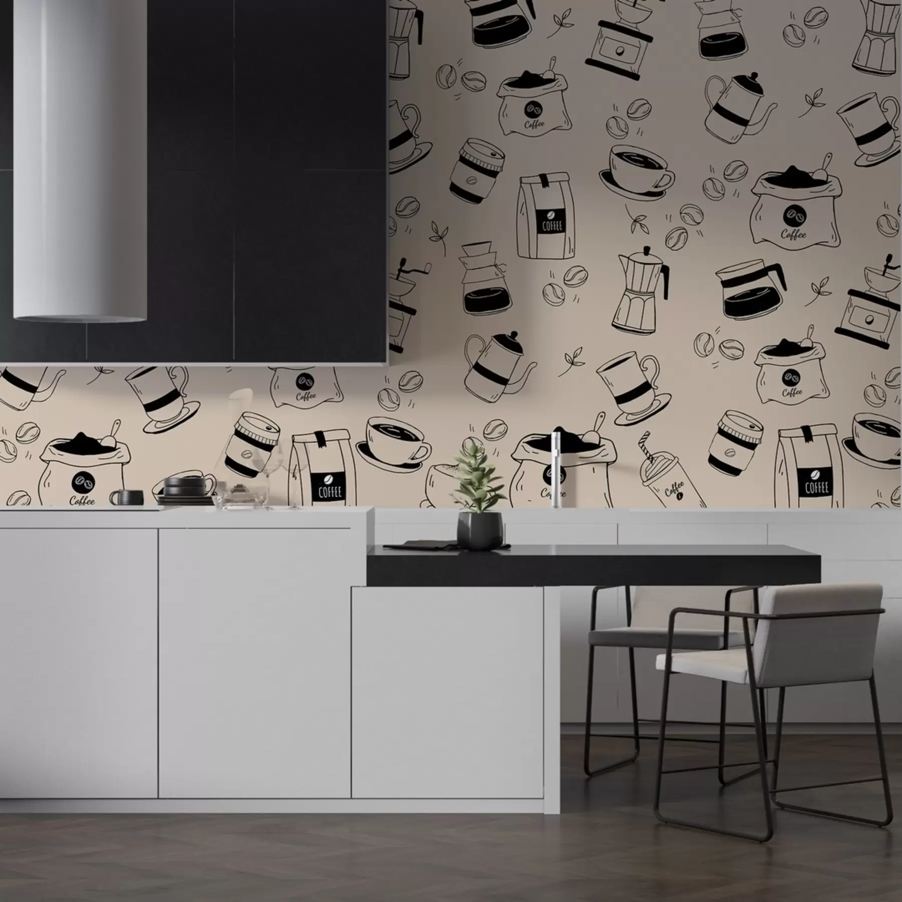 zidne murale Detalji kave na svijetloj pozadini w02002